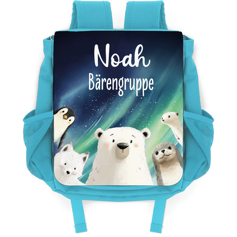 Bedruckter Rucksack für Kinder - Polartiere mit Name