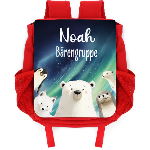 Bedruckter Rucksack für Kinder - Polartiere mit Name