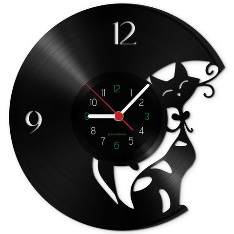 Wanduhr aus Vinyl Katze