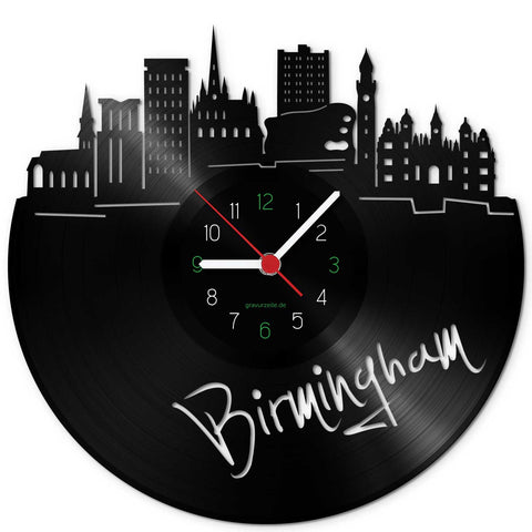 Wanduhr aus Vinyl Skyline Birmingham