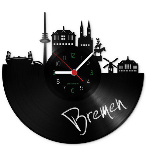 Wanduhr aus Vinyl Skyline Bremen