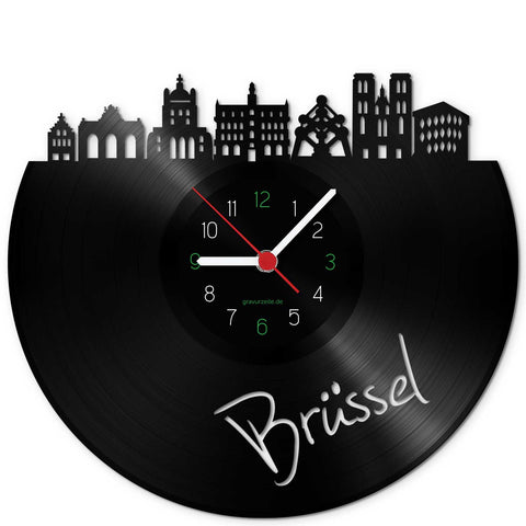 Wanduhr aus Vinyl Skyline Brüssel