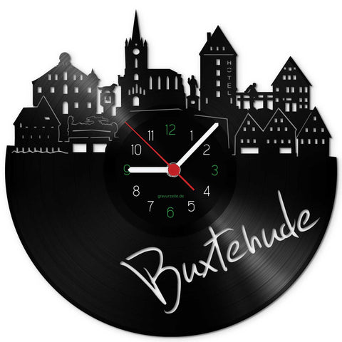 Wanduhr aus Vinyl Skyline Buxtehude