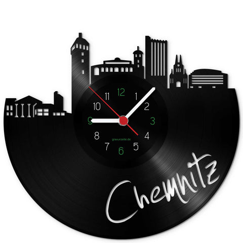 Wanduhr aus Vinyl Skyline Chemnitz