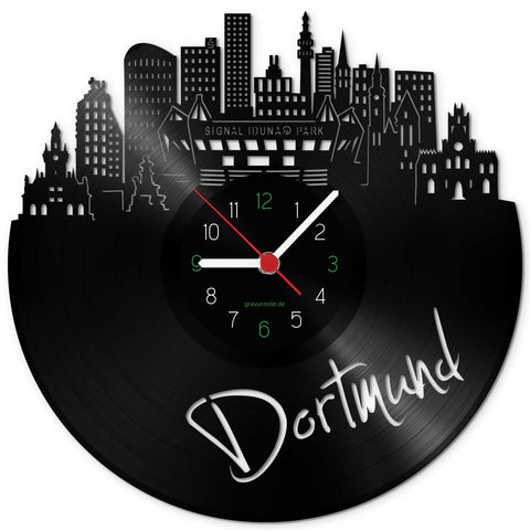 Wanduhr aus Vinyl Skyline Dortmund
