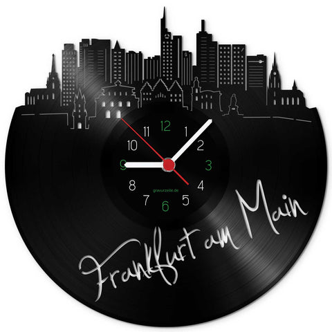 Wanduhr aus Vinyl Skyline Frankfurt