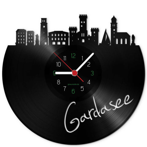 Wanduhr aus Vinyl Skyline Gardasee