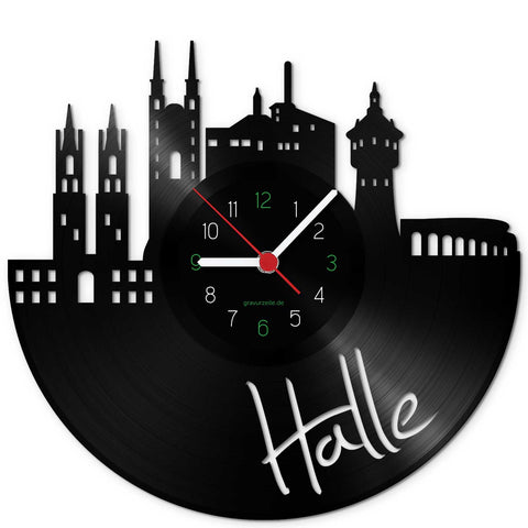 Wanduhr aus Vinyl Skyline Halle an der Saale