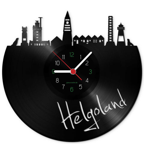 Wanduhr aus Vinyl Skyline Helgoland