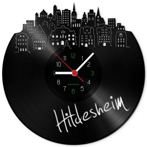 Wanduhr aus Vinyl Skyline Hildesheim