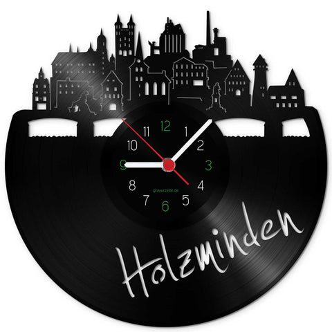 Wanduhr aus Vinyl Skyline Holzminden