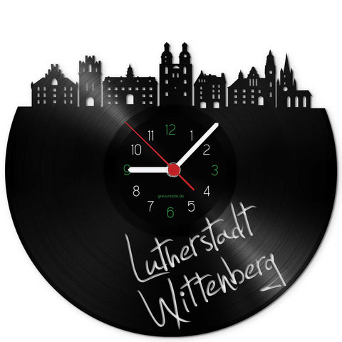 Wanduhr aus Vinyl Skyline Lutherstadt Wittenberg