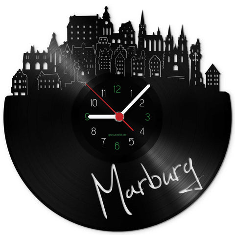 Wanduhr aus Vinyl Skyline Marburg