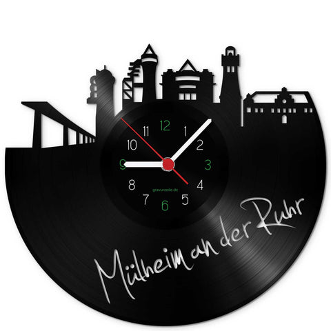 Wanduhr aus Vinyl Skyline Mülheim an der Ruhr