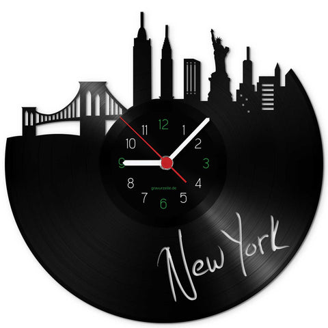 Wanduhr aus Vinyl Skyline New York