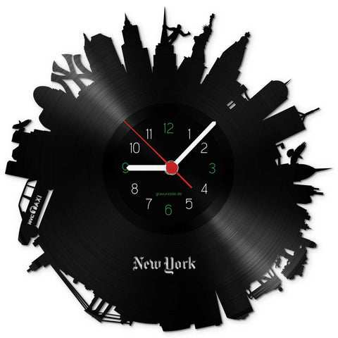 Wanduhr aus Vinyl Skyline New York 2017