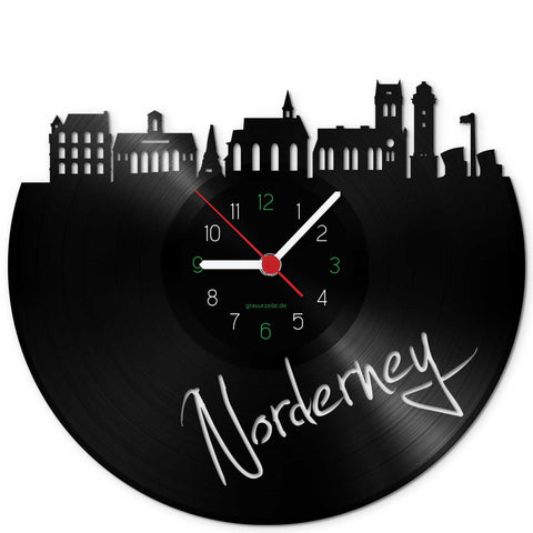 Wanduhr aus Vinyl Skyline Norderney