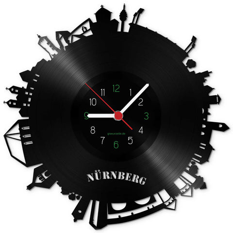 Wanduhr aus Vinyl Skyline Nürnberg 2017