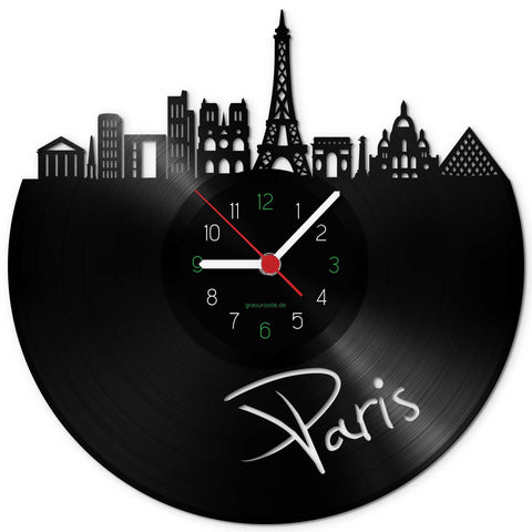 Wanduhr aus Vinyl Skyline Paris