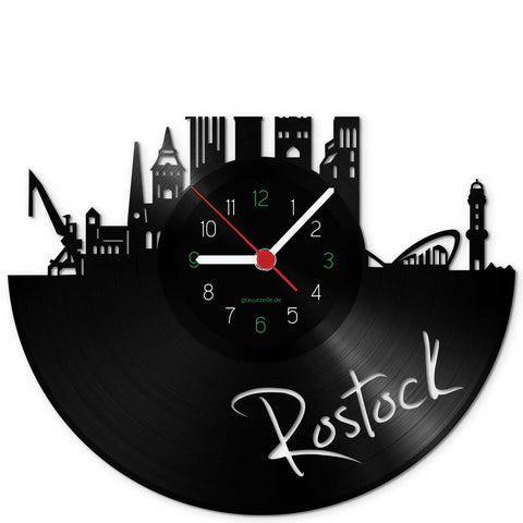 Wanduhr aus Vinyl Skyline Rostock