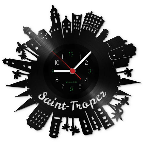 Wanduhr aus Vinyl Skyline Saint Tropez 2017