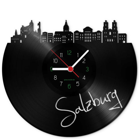 Wanduhr aus Vinyl Skyline Salzburg