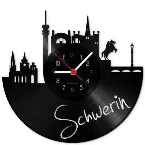 Wanduhr aus Vinyl Skyline Schwerin