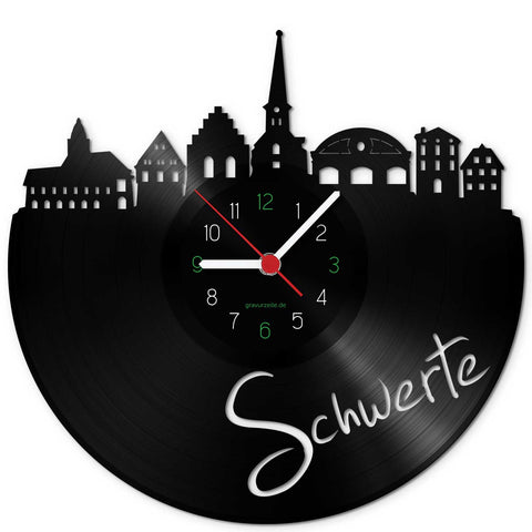 Wanduhr aus Vinyl Skyline Schwerte