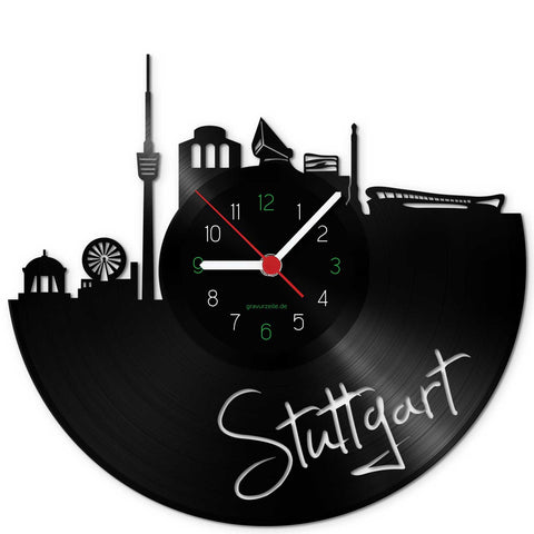 Wanduhr aus Vinyl Skyline Stuttgart