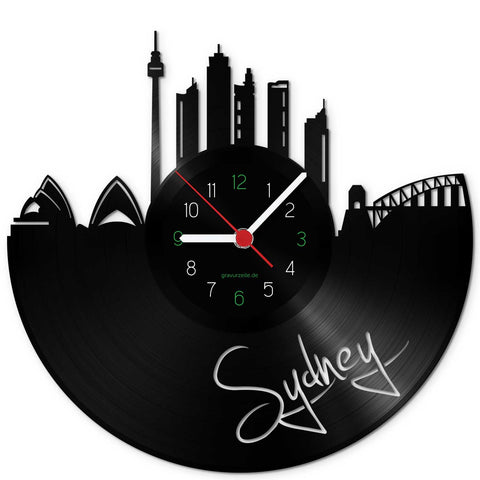 Wanduhr aus Vinyl Skyline Sydney