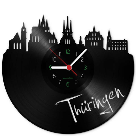 Wanduhr aus Vinyl Skyline Thüringen
