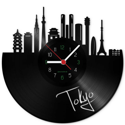 Wanduhr aus Vinyl Skyline Tokyo