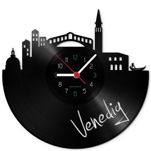 Wanduhr aus Vinyl Skyline Venedig