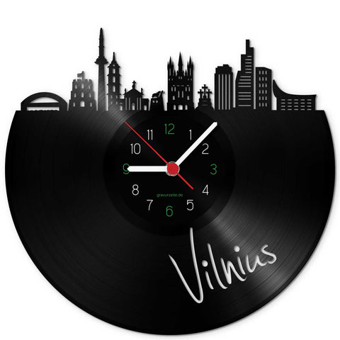 Wanduhr aus Vinyl Skyline Vilnius