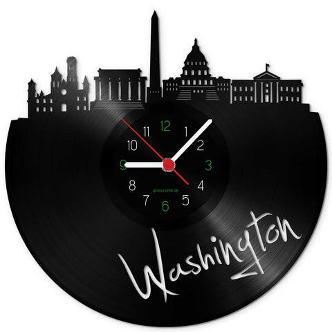 Wanduhr aus Vinyl Skyline Washington
