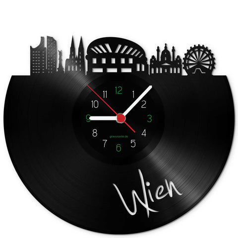Wanduhr aus Vinyl Skyline Wien