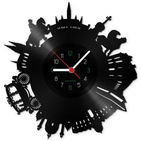 Wanduhr aus Vinyl Skyline Wien 2017