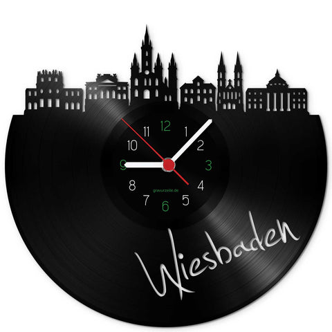Wanduhr aus Vinyl Skyline Wiesbaden