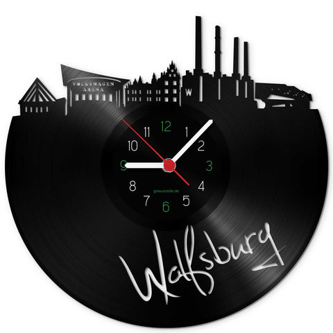 Wanduhr aus Vinyl Skyline Wolfsburg