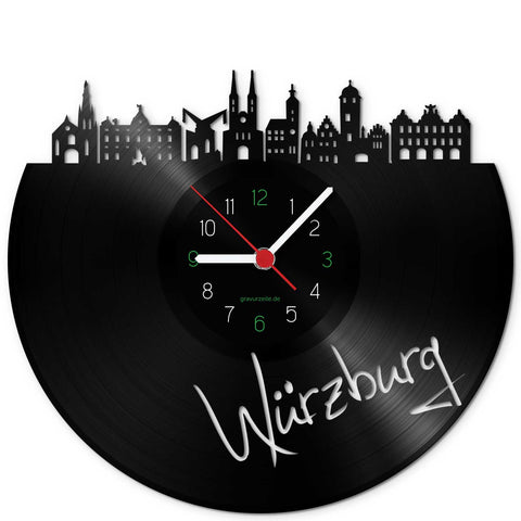Wanduhr aus Vinyl Skyline Würzburg