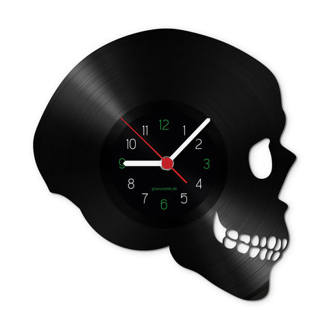 Wanduhr aus Vinyl Totenkopf