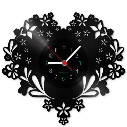 Wanduhr aus Vinyl Valentine