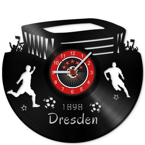 Fussball Wanduhr aus Vinyl Vereinsliebe Dresden