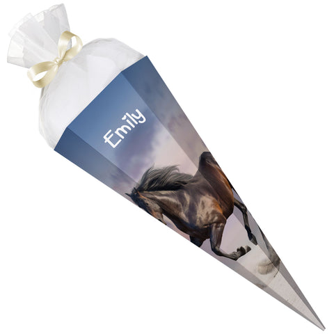 Bedruckte Schultüte mit Namen - Pferd