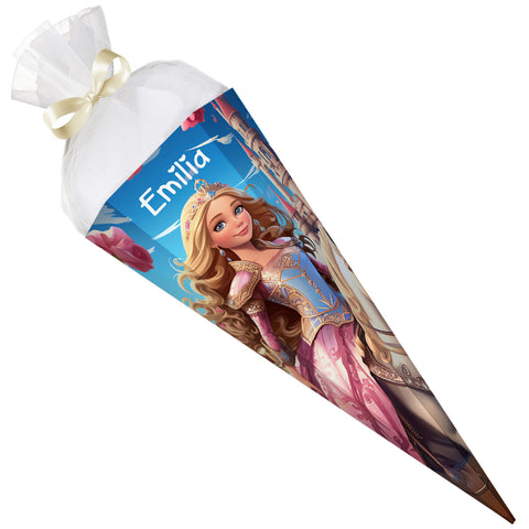 Bedruckte Schultüte mit Namen - Prinzessin
