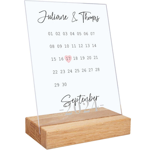 Kalender auf Acrylglas - Personalisiertes Geschenk mit Namen & Datum