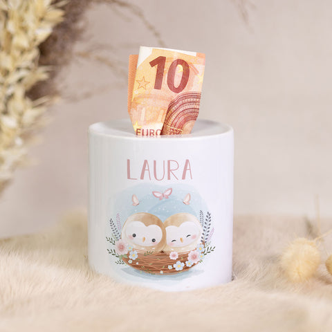 Spardose aus Keramik - Baby Eulen