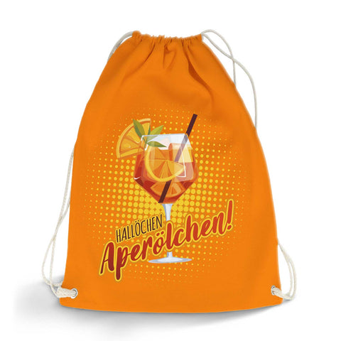 Farbiger Turnbeutel mit DTF-Druck - Hallöchen Aperölchen