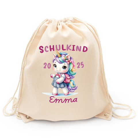 Turnbeutel für Kinder - Schulkind Tiere - zur Einschulung