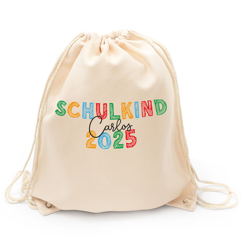 Turnbeutel für Kinder - Schulkind Kreide - zur Einschulung